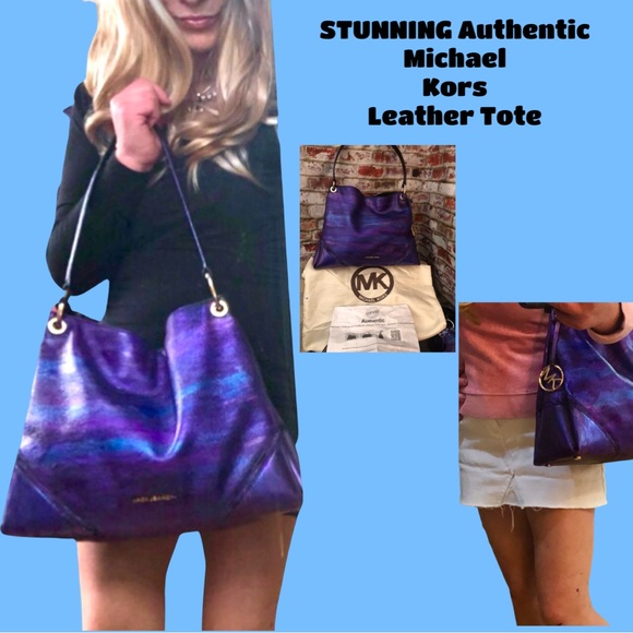 Michael Kors Handbags - VINTAGE Michael Kors Metallic Mult Color Pebbled Leather Shoulder Bag Tote Purse